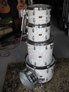 1964 Slingerland Drum Set WHITE SATIN FLAME vintage drum kit  