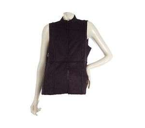 SUSAN GRAVER Faux Shearling Reversible Vest DARK EGGPLANT 3X  