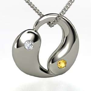   Yang Heart, Sterling Silver Necklace with Diamond & Citrine Jewelry