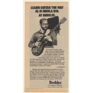 1983 Al Di Meola Learn Guitar Berklee College of Music Print Ad (Music 