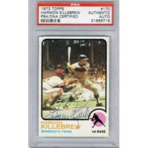 Harmon Killebrew SIGNED 1973 Topps Card PSA SLABBED   Signed MLB 