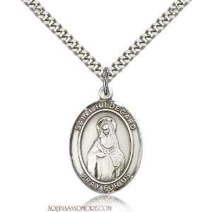  St. Hildegard Von Bingen Large Sterling Silver Medal 