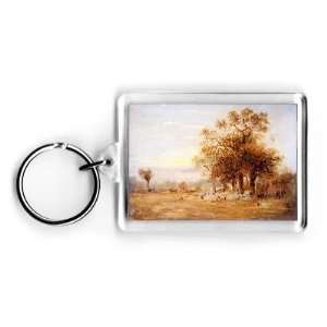 Sheep Grazing, 1835 (oil on panel) by John Linnell   Acrylic Keyring 