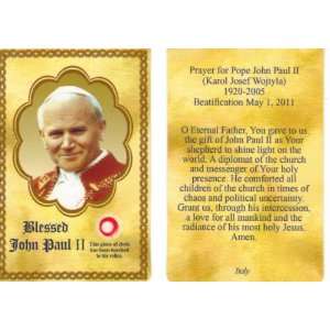 Pope John Paul II Relic Holy Prayer Card