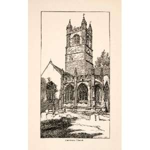  1906 Wood Engraving Lambourn Church Berkshire England Saint Michael 