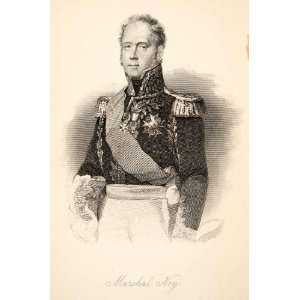 1882 Etching Marshall Michel Ney Portrait French Revolution Military 
