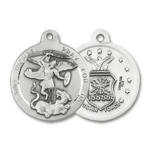 Air Force/St. Michael Sterling Round Medal Jewelry