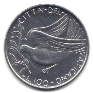   1972 Vatican City 100 Lira Coin KM#122   Pope Paul VI 