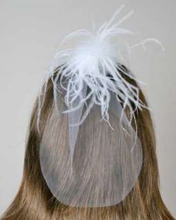 Wedding Bachlorette Mini Bridal Feather Veil Hair Clip  