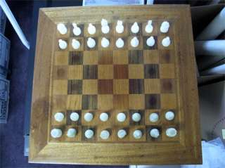CHESS SET HAND CARVED PAKISTAN ONYX 3 PIECES 24 WOOD BOARD a  