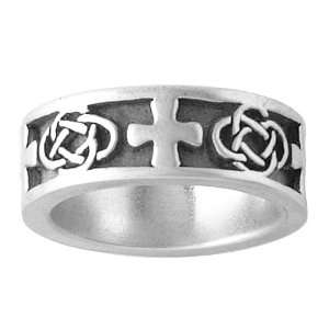  Bob Siemon Sterling Silver Celtic Design Cross Ring, Size 