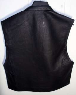 Mens Black Leather Sleek Scooter Motorcycle Riding Vest  