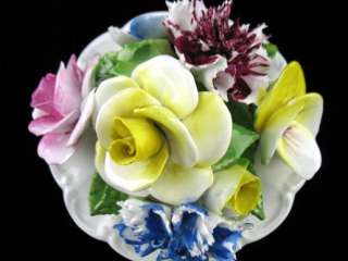   Art Pottery Bone China Staffordshire Floral Vase Basket Bouquet  