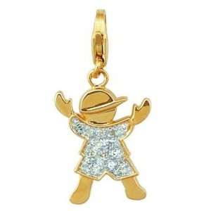  14K Gold 1/10ct HI Diamond Boy Spring Ring Charm Arts 