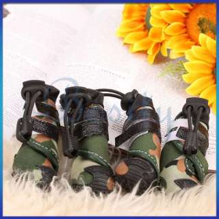 Cool Pet Dog Cat Boots Shoes Green Camo Camouflage Look Dirt Water 
