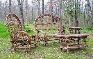 Handcrafted TWIG WILLOW Rocking Chair Cabin Furniture  