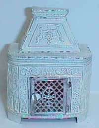 Antique German doll house miniature white fireplace  