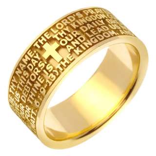 14K Gold Religious Cross Bible Verse Wedding Band Ring  