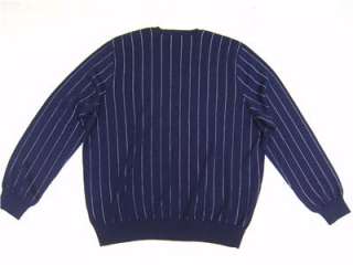   LAUREN MENS PIMA Cotton Navy Blue Thick Golf Sweater Striped XL  