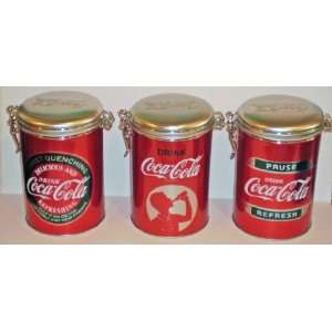  3 Piece Coca Cola Lock Top Tin Canisters