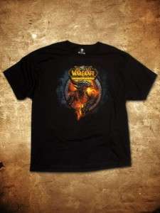 OFFICIAL LICENSED WOW WORLD OF WARCRAFT FLAMING LOGO BLACK MENS T 