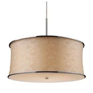 FABRIQUE 5 LIGHT DRUM PENDANT IN POLISHED CHROME AND RETRO BEIGE SHADE 