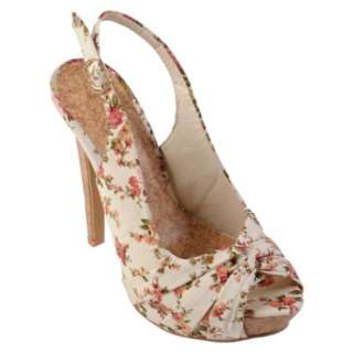   Jeans Co Womens Floral Peep Toe Slingback Pumps.Opens in a new window