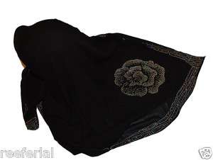 Black Scarf Hijab with strass rose in the back   Wrap hejab 4 Abaya 