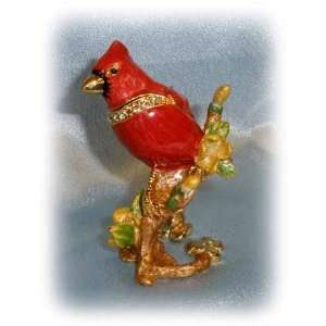  Red Cardinal Jeweled Trinket Box