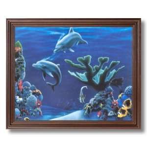  Framed Cherry Tropical Exotic Fish And Dolphin Animal 