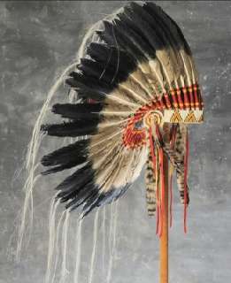 Native American Antiqued War Bonnet Headdress  