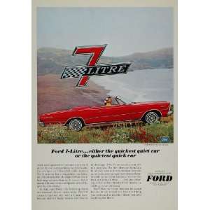  1966 Ad Red Ford Galaxie 7 Litre Convertible Car Auto 