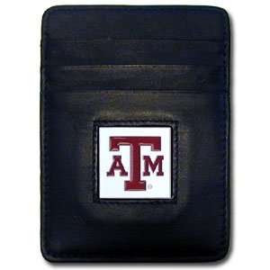   Aggies Leather Front Pocket Wallet with Money Clip: Sports & Outdoors