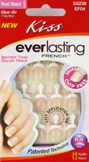 NEW Kiss Glue on Nail Kit Everlasting French Real Short  