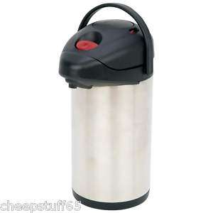 Stainless Air Vacuum Thermos Coffee/Tea Pot Push Button  