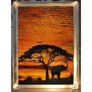    African Sunset Decorative Glass Block Light