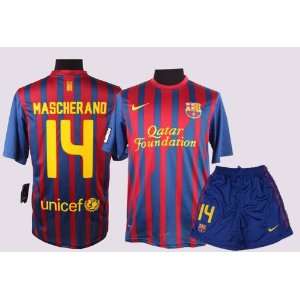  Barcelona 2012 Mascherano Home Jersey Shirt & Shorts Size 