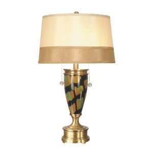  Dale Tiffany PG60028 Bonfire Table Lamp, Antique Brass and 