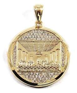 ICED OUT GOLD FINISH LAST SUPPER JESUS PIECE CZ CHARM PENDANT  