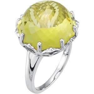    67947 Silver 16.00X16.00 Mm Genuine Green Gold Quartz Ring Jewelry