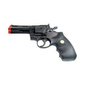   Airsoft Spring Revolver   4 Inch Barrel   Black with black ergo grip
