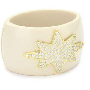  CZ by Kenneth Jay Lane Clear Gold Starburst Hinged Ivory 