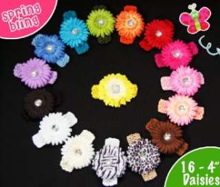  Hair Clips (Bling Bling) with Soft Stretch Crochet Child Head Bands 