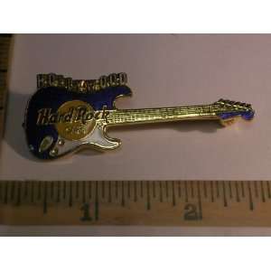 Hard Rock Cafe Guitar Pin,blue & Gold, & White Hollywood Guitar HRC 