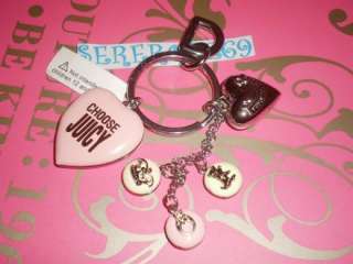 Juicy Couture Lockets Crown Ring Charm Heart Picture Keychain Purse 