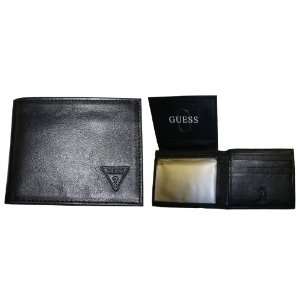  Guess Mens Genuine Black Leather Bifold Wallet Everything 