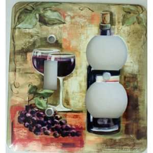 Red Wine and Grapes Single Toggle with Duplex Outlet Wall 