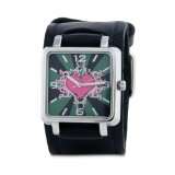Nemesis GHST828P Classic Pink Heart Leather Cuff Quartz Watch