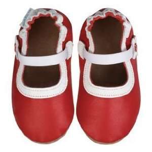 Robeez Classic Mary Janes Red Washable Leather Slipper Shoes Size 18 