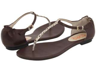 KORS Michael Kors Zaire Leather Sandals Flats T Strap Brown Snake 